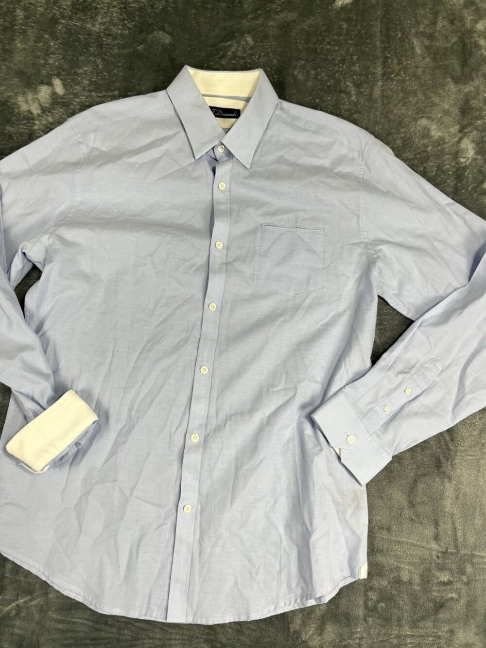 7 Diamonds Mens Light Blue Long Sleeve Button-Up Dress Shirt L